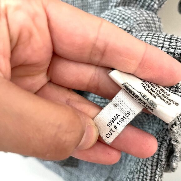 Eileen Fisher Black Grey Grid Button Front Short Sleeve Top Size S - Picture 4 of 5